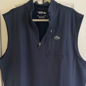 Lacoste Men's Quarter Zip Layering Golf Vest, Navy Blue